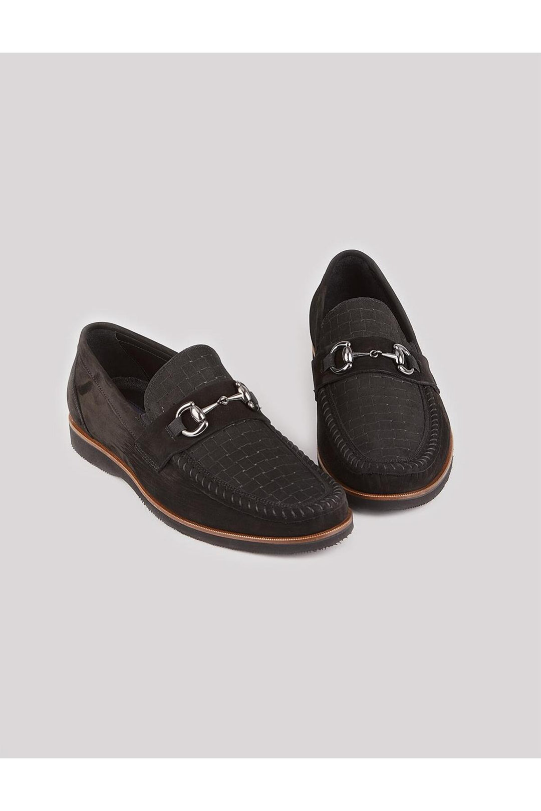 Cabani Shoes Chaussures décontractées noires en cuir véritable avec accessoire en métal pour homme - Multicolore