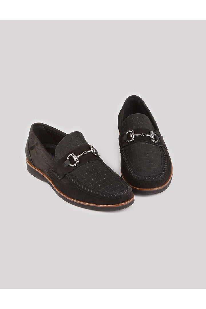 Cabani Shoes Chaussures décontractées noires en cuir véritable avec accessoire en métal pour homme - Multicolore