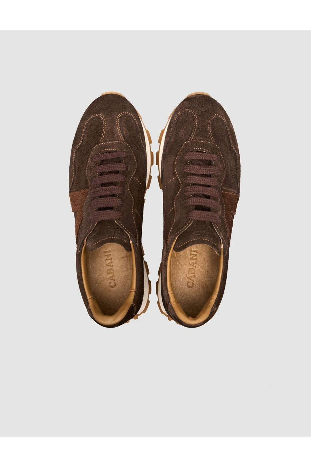 Cabani Shoes %100 Cuir Suédé Véritable Baskets Femme à Lacets Marron - Marron