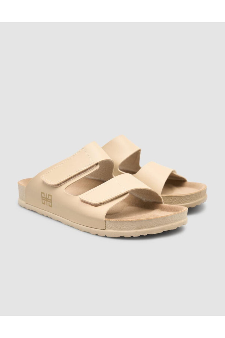 Cabani Shoes Sandales beige à scratch pour femme - Multicolore