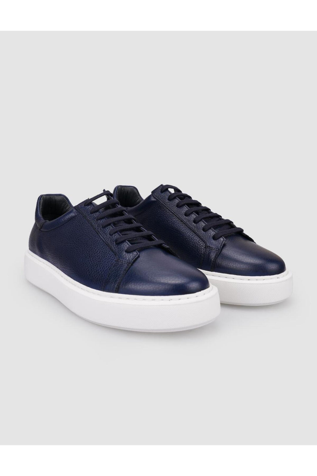 Cabani Shoes %100 Cuir véritable Baskets pour hommes à lacets Bleu marine - Bleu