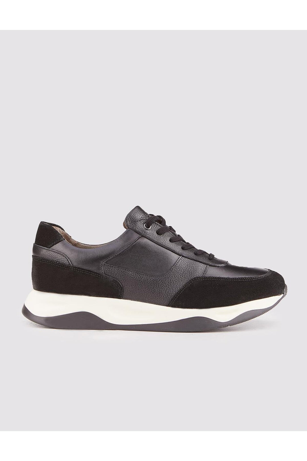 Cabani Shoes Baskets de sport pour homme en cuir véritable noir avec semelle en caoutchouc léger à lacets. - Noir