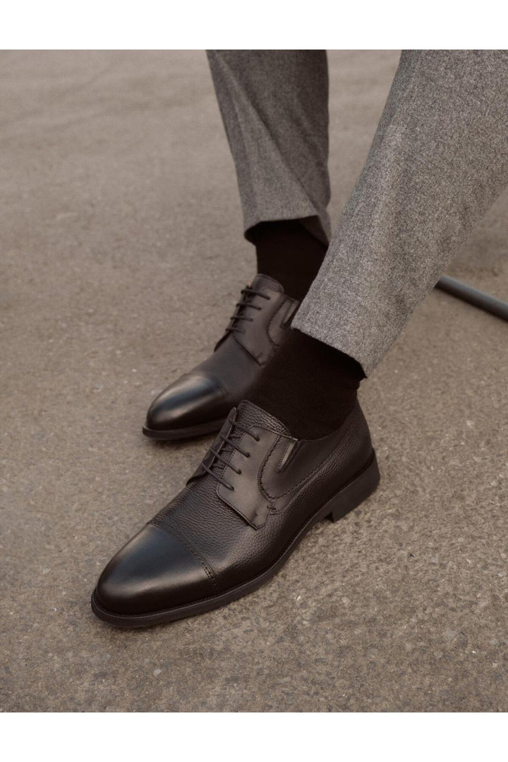 Cabani Shoes Chaussures classiques pour hommes en cuir véritable noires à lacets - Multicolore