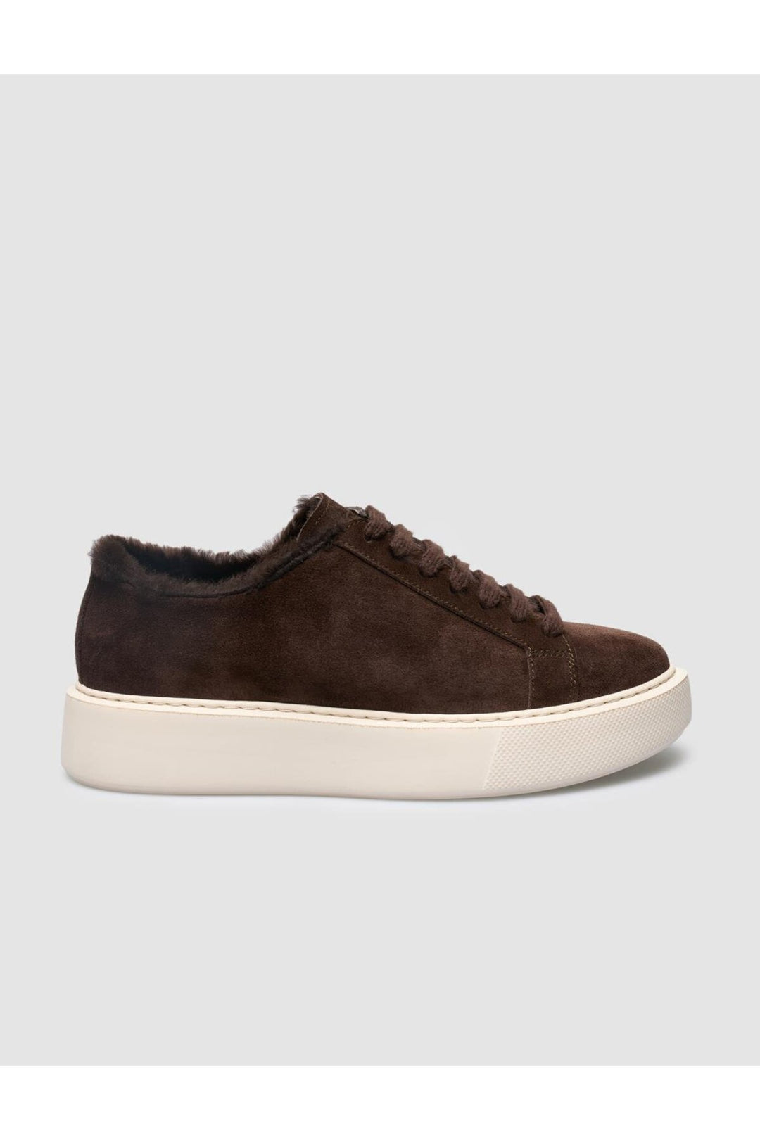 Cabani Shoes Baskets pour femmes en cuir véritable 100 % marron en daim avec fourrure. - Multicolore