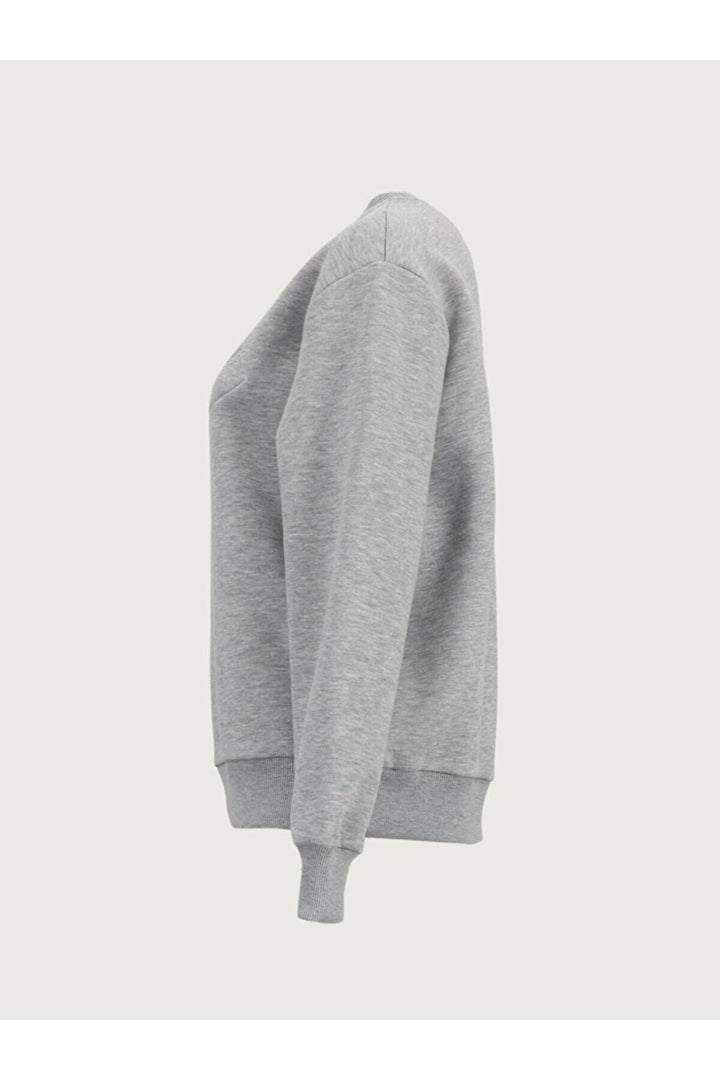 LTB Sweat gris à manches longues et col zéro imprimé