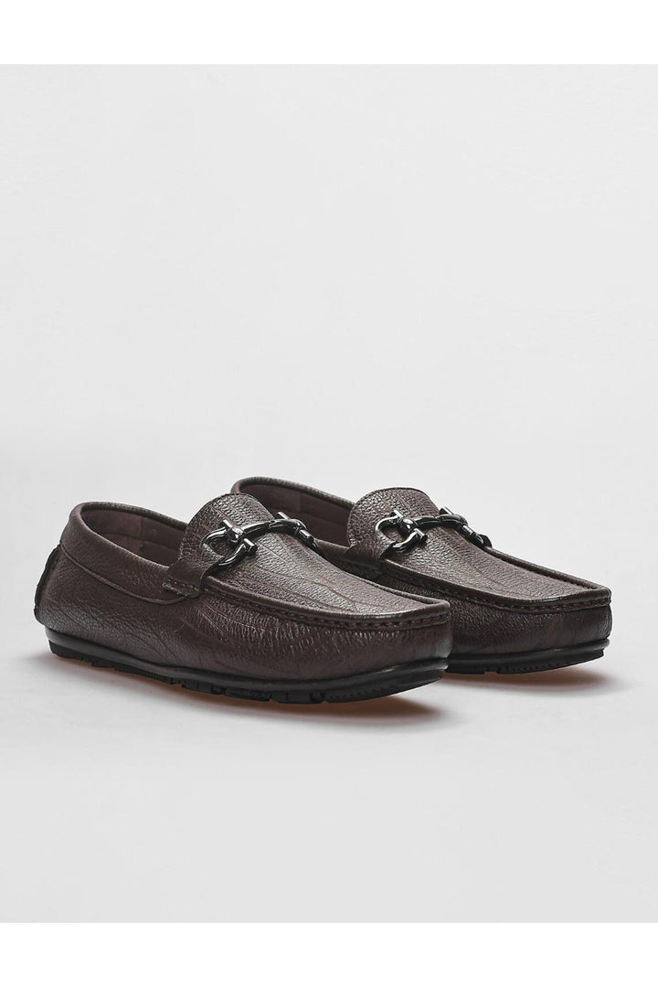 Cabani Shoes Mocassin pour homme en cuir véritable avec détail de boucle marron. - Marron
