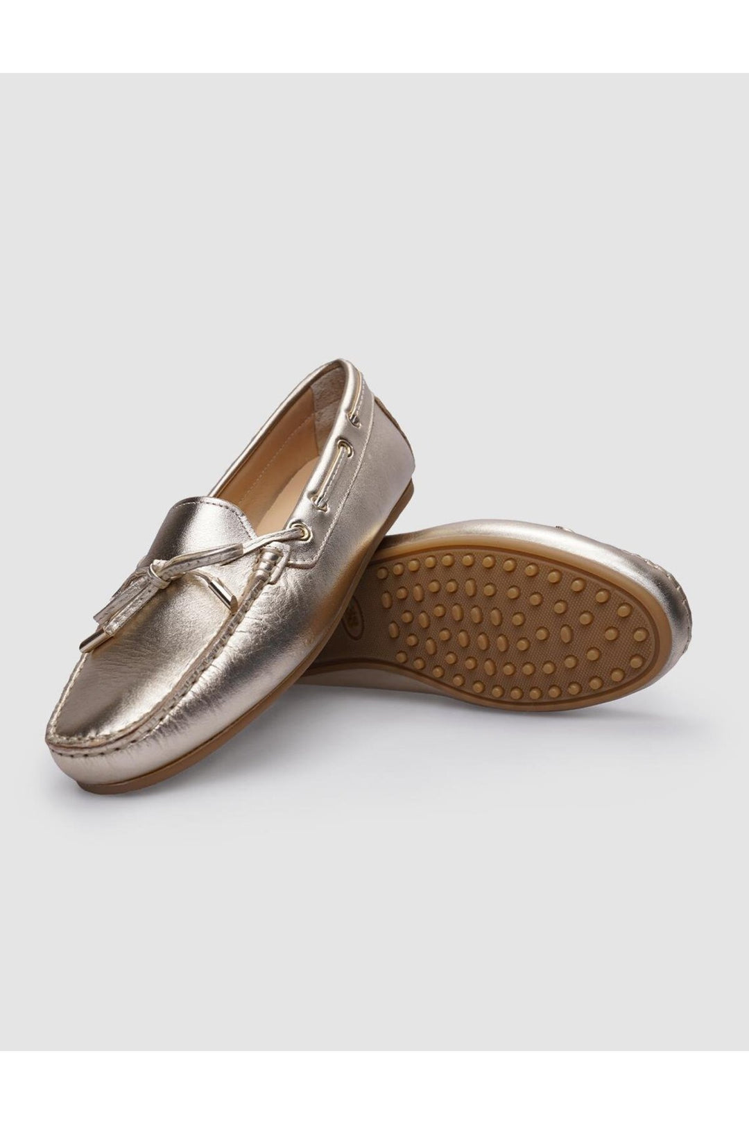 Cabani Shoes Chaussures pour femmes en cuir véritable 100% avec détails en nœud couleur or. - Doré