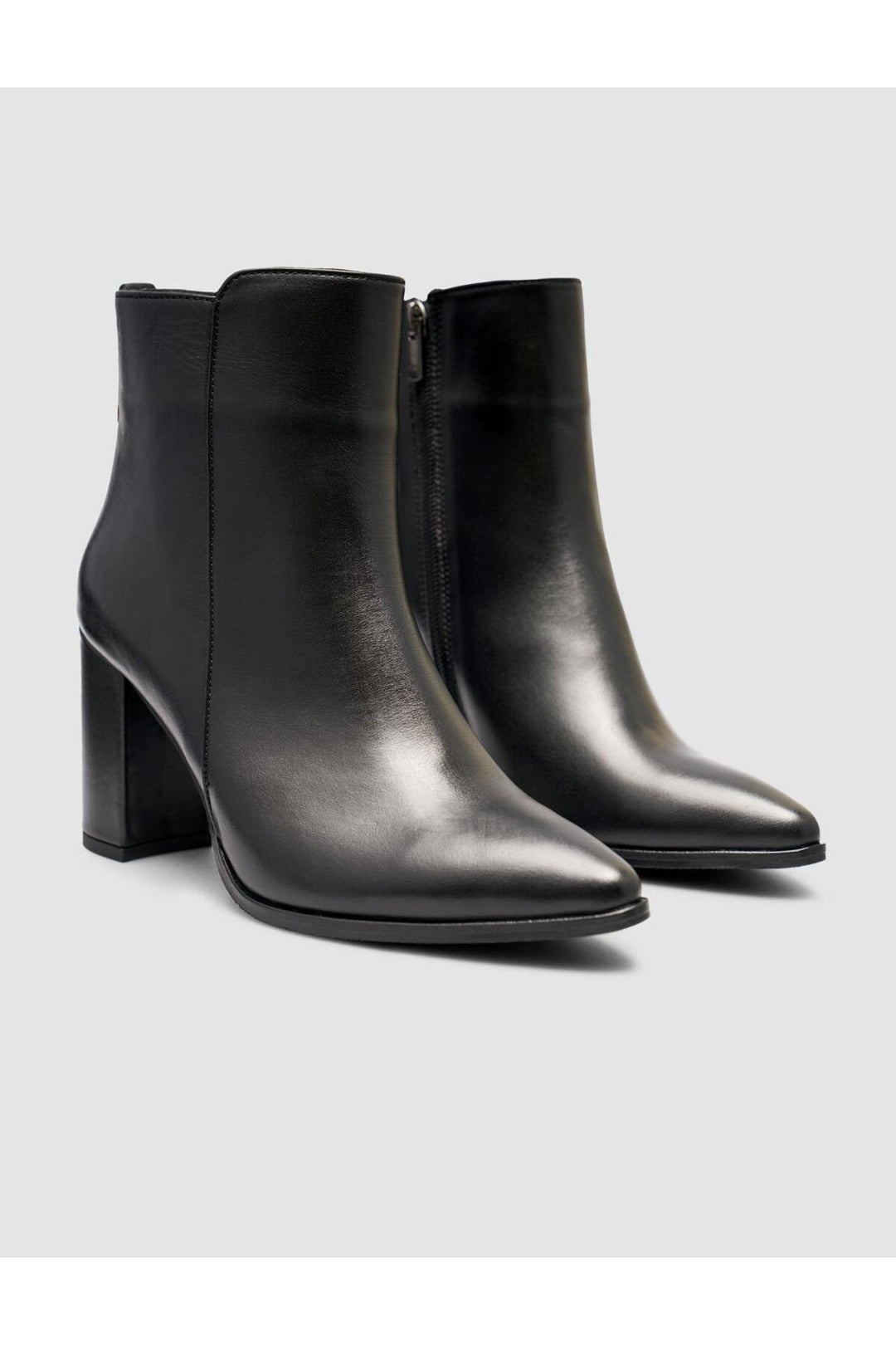 Cabani Shoes Bottines à talons pour femmes en cuir véritable, noires, à fermeture éclair. - Multicolore