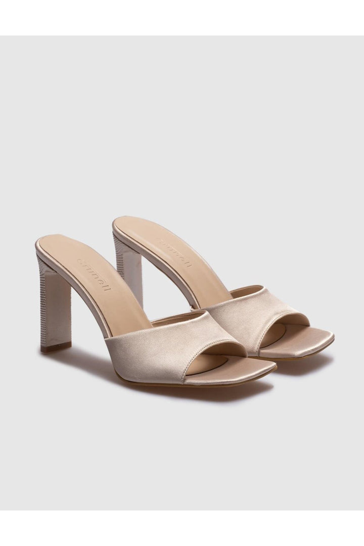 Cabani Shoes Crunell Sandales à talons en satin beige pour femmes - Beige