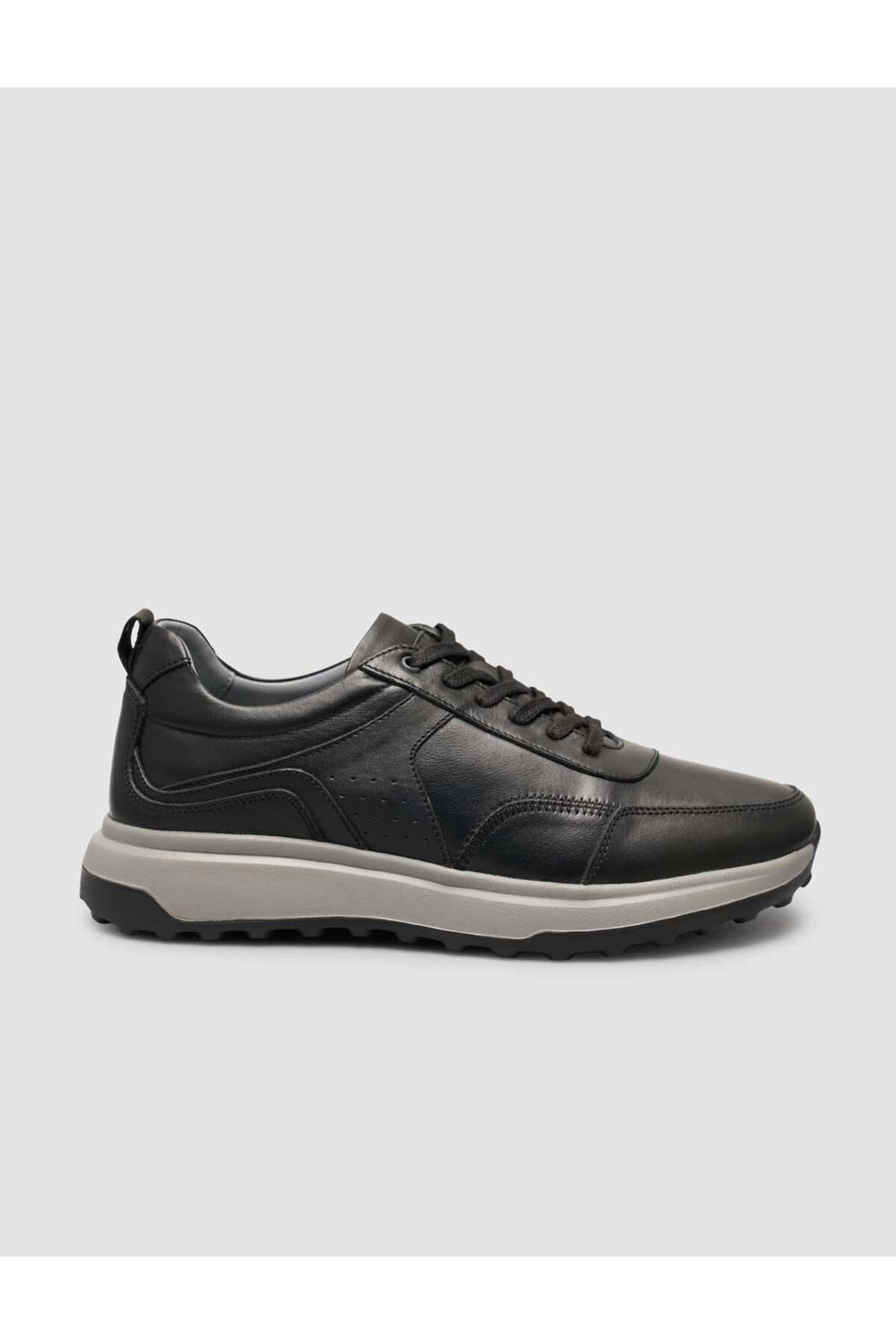 Cabani Shoes %100 Cuir véritable Baskets noires pour hommes à lacets - Noir