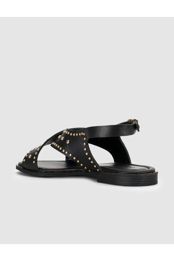Cabani Shoes Sandales pour femmes en cuir véritable avec clous noires - Multicolore
