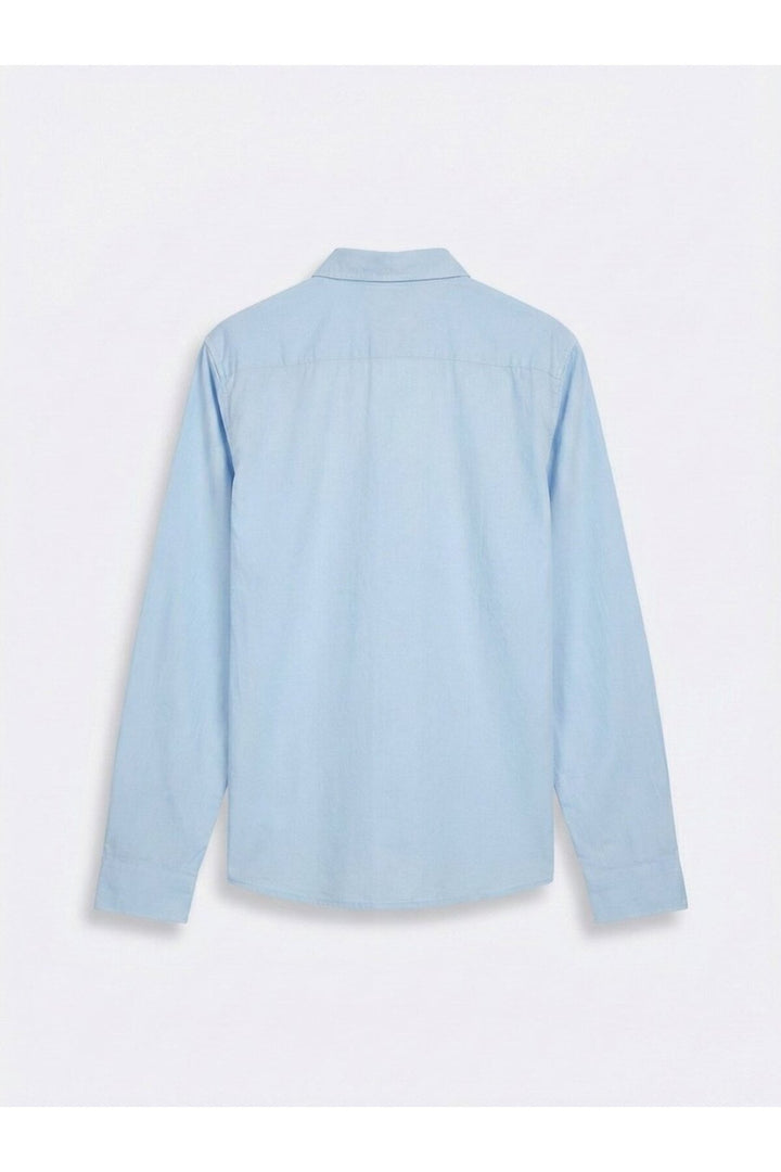 LTB Chemise basique bleu à manches longues avec boutons sur le devant - Bleu