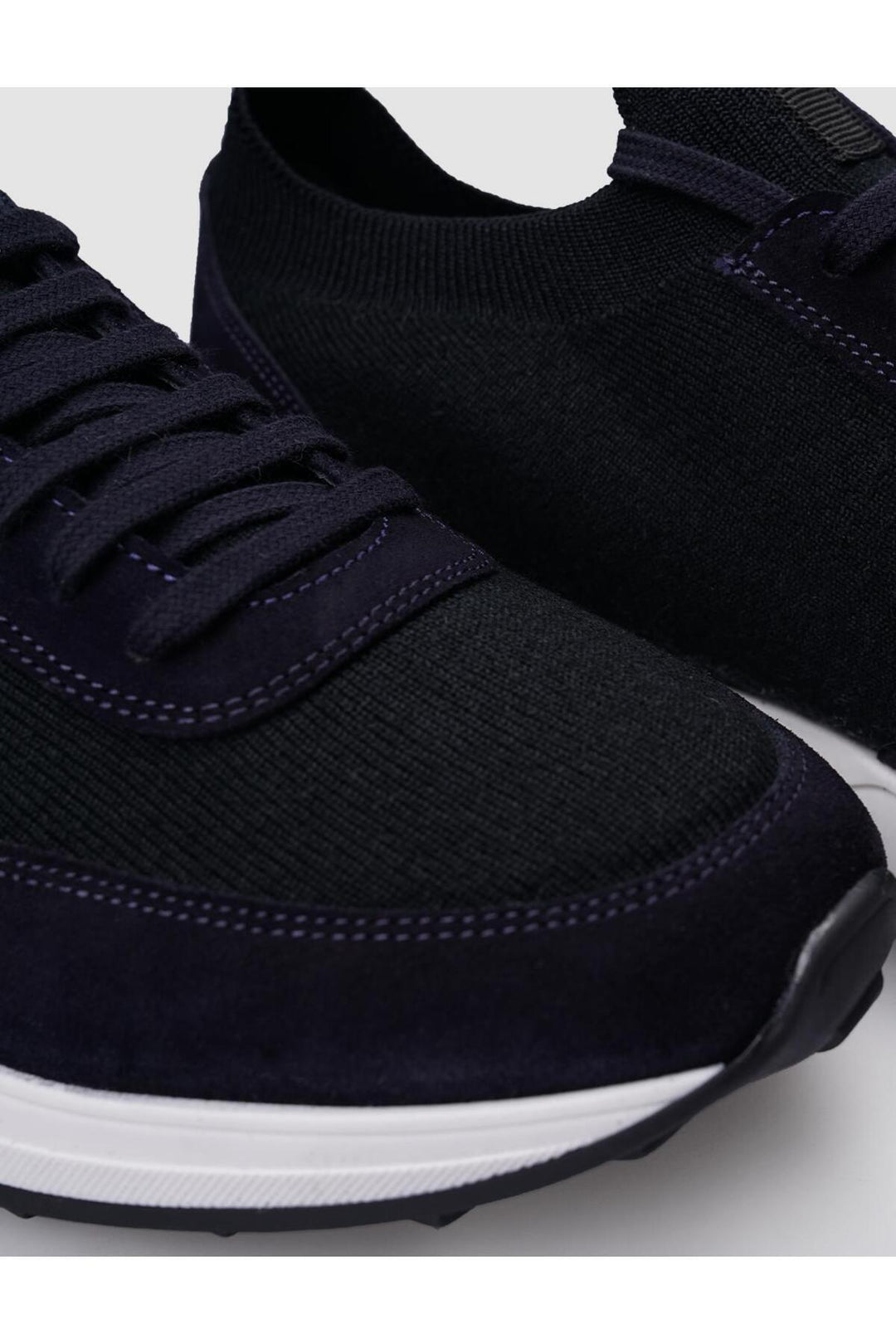 Cabani Shoes Baskets pour hommes en tricot bleu marine à lacets - Bleu marine