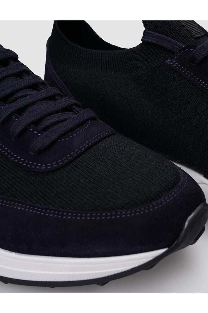 Cabani Shoes Baskets pour hommes en tricot bleu marine à lacets - Bleu marine