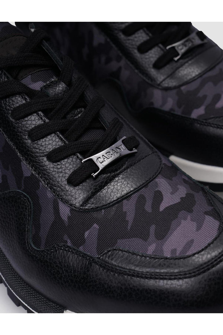Cabani Shoes %100 Cuir véritable Noir Baskets à lacets à motif camouflage pour homme - Noir