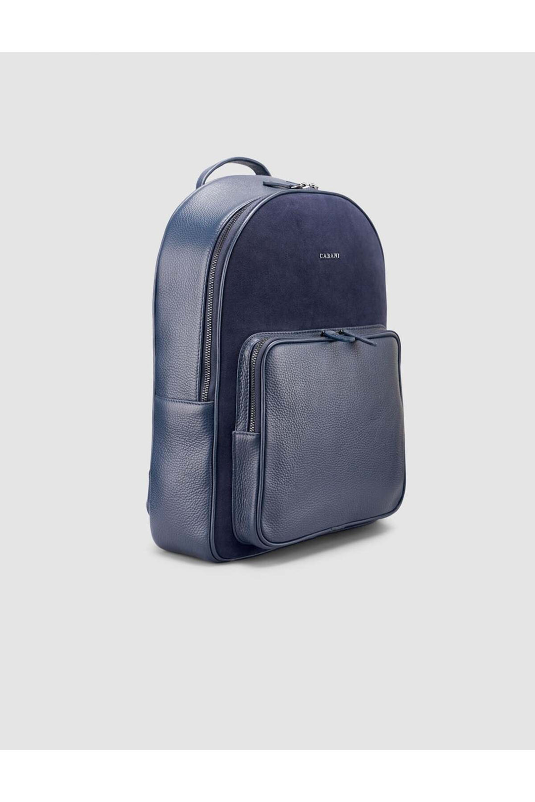 Cabani Shoes Sac à dos pour homme en cuir véritable bleu marine (avec poche avant, zippé) - Multicolore