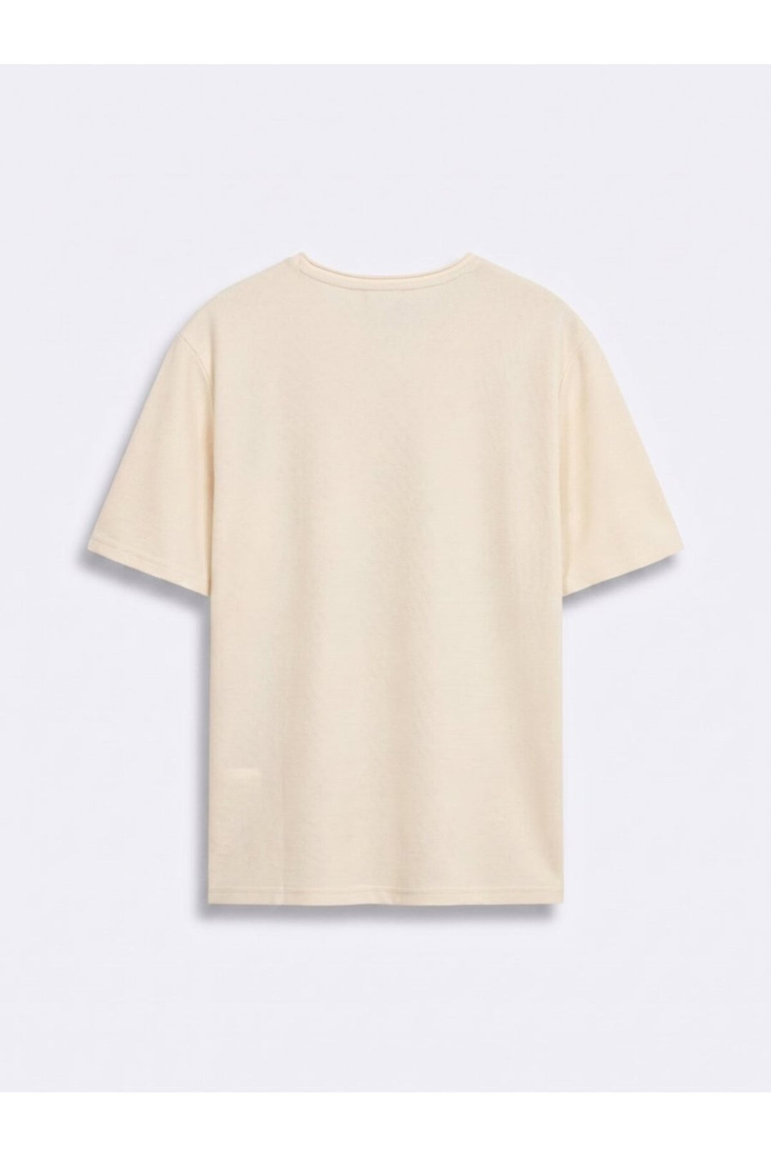LTB T-shirt en piqué crème à col rond coupé - Crème