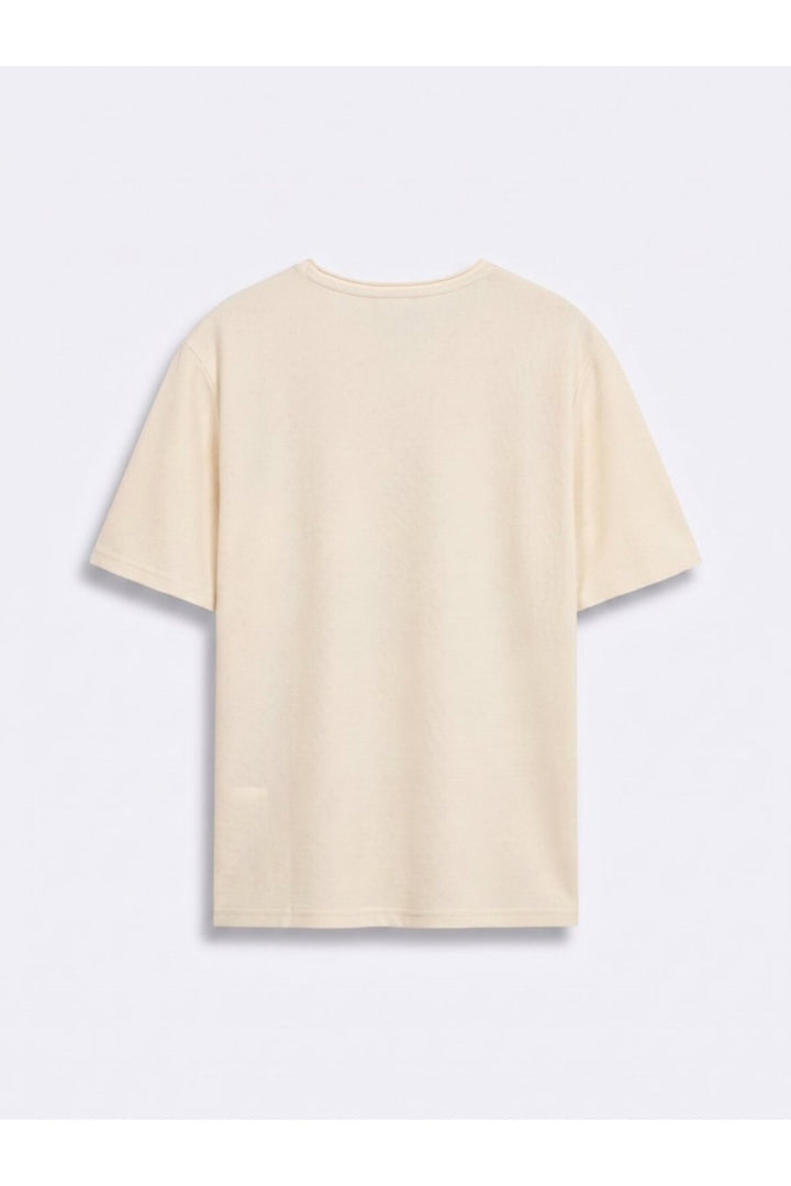 LTB T-shirt en piqué crème à col rond coupé - Crème