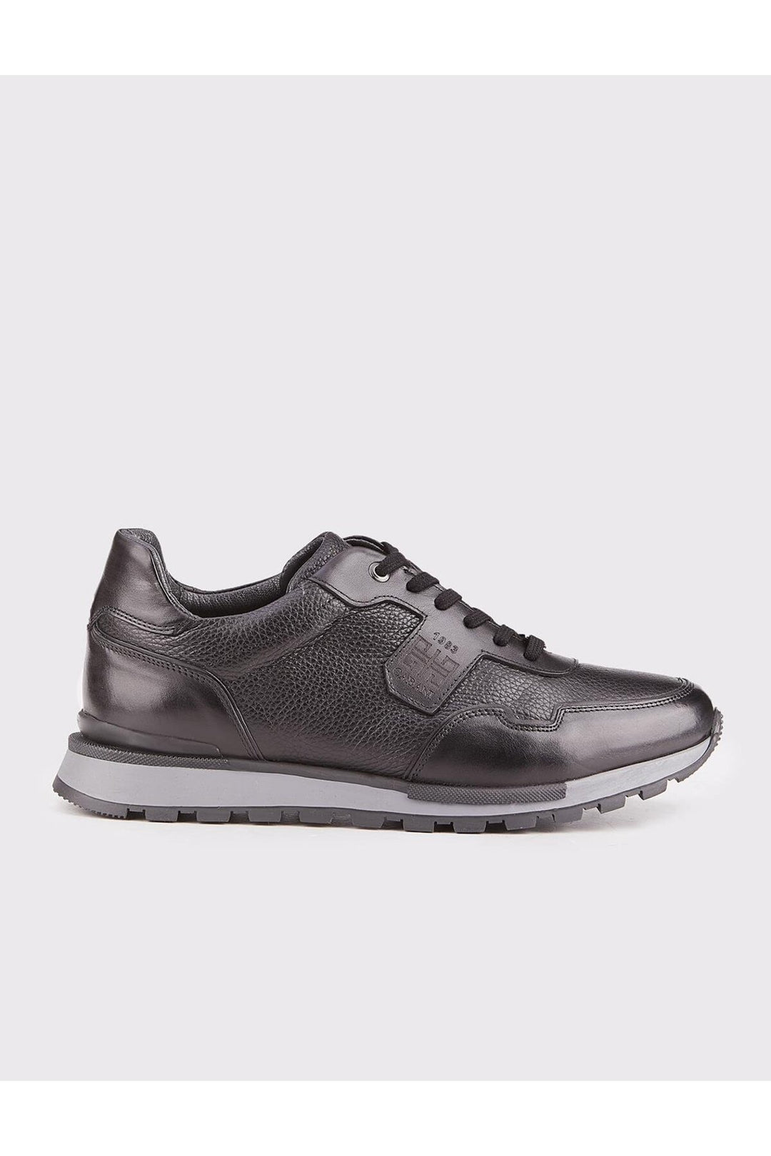 Cabani Shoes Chaussures de sport en cuir véritable noir à lacets pour homme, design spécial. - Noir