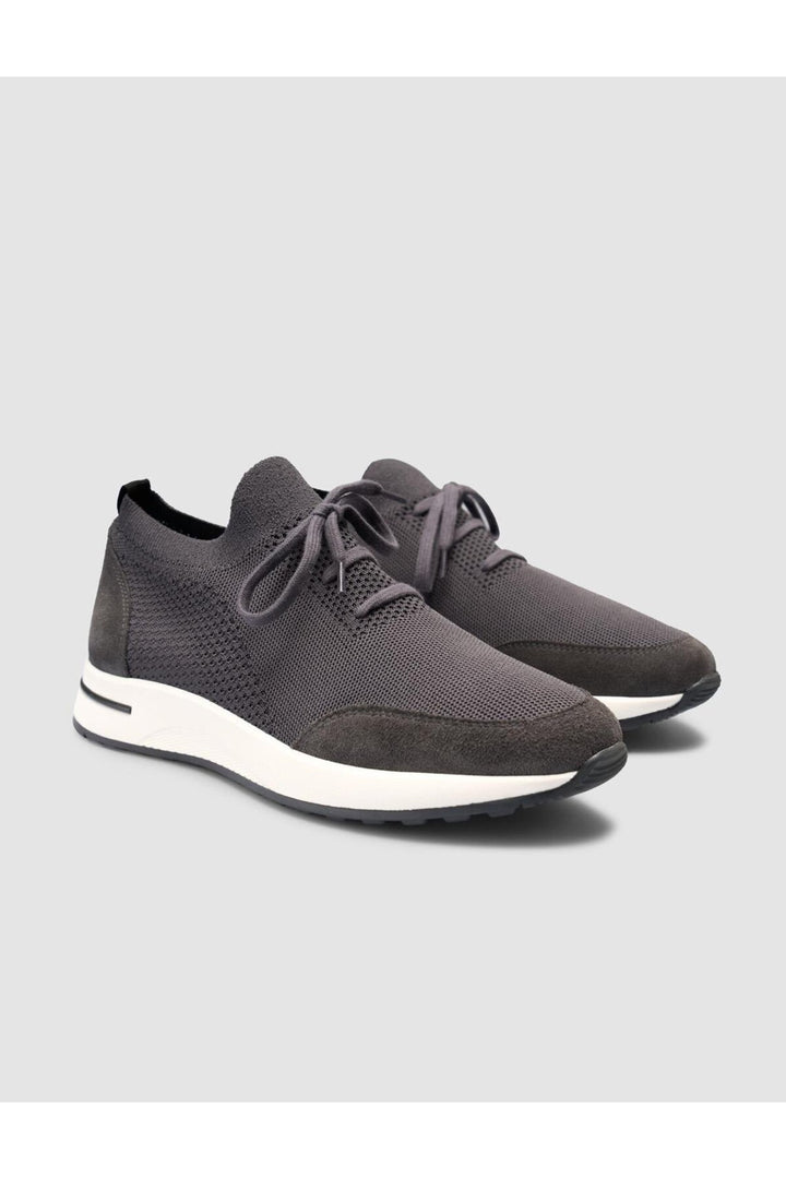 Cabani Shoes Chaussures de sport pour hommes en tricot gris avec lacets - Gris