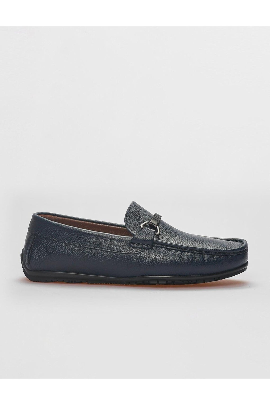 Cabani Shoes Mocassins pour hommes en cuir véritable avec détail de boucle bleu marine. - Bleu marine