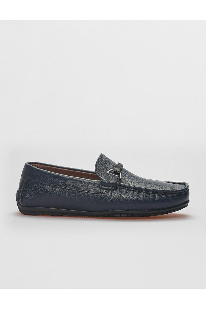 Cabani Shoes Mocassins pour hommes en cuir véritable avec détail de boucle bleu marine. - Bleu marine