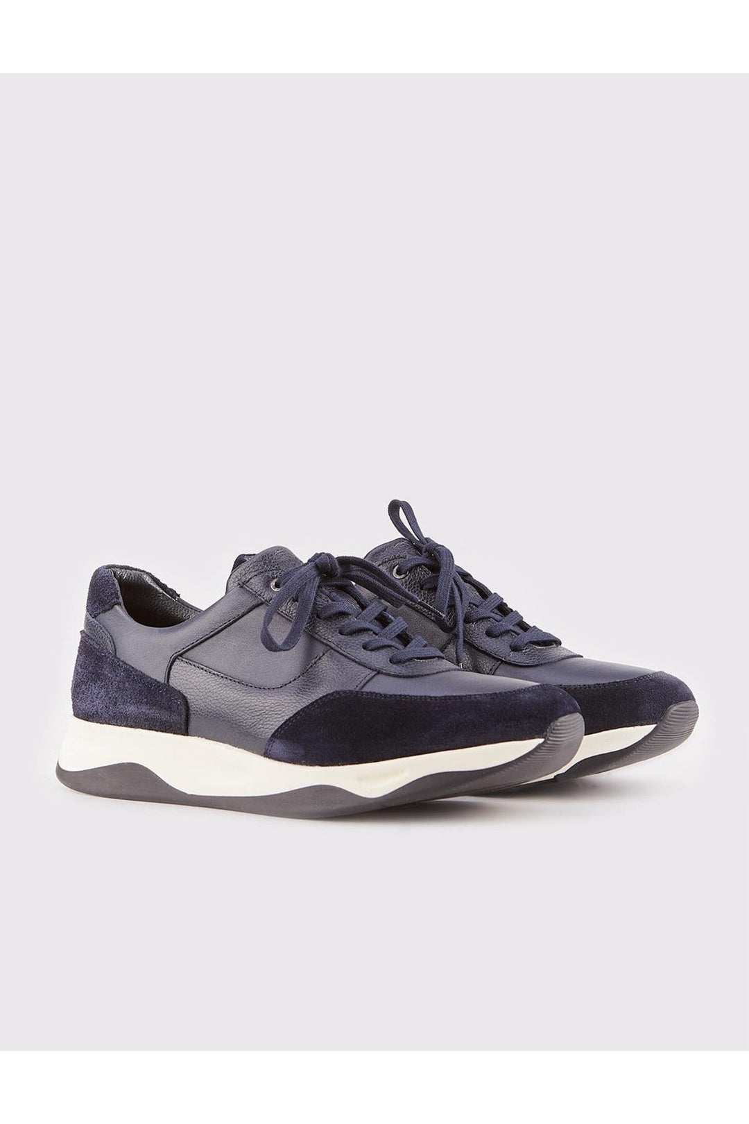 Cabani Shoes Chaussures de sport pour hommes en cuir véritable bleu marine avec fourrure et lacets. - Bleu marine