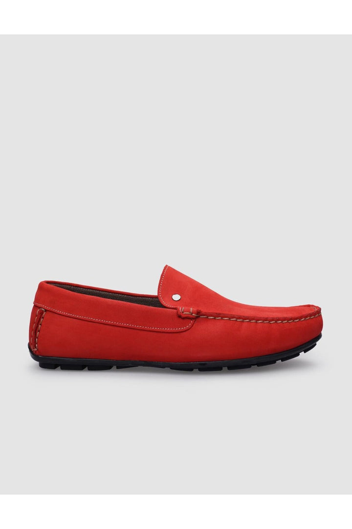 Cabani Shoes %100 Cuir véritable Mocassins pour hommes en Nubuck rouge - Rouge