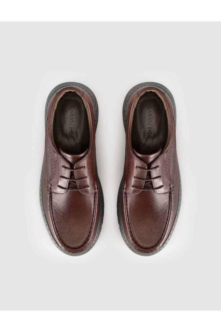 Cabani Shoes Chaussures de sport pour hommes en cuir véritable marron - Multicolore