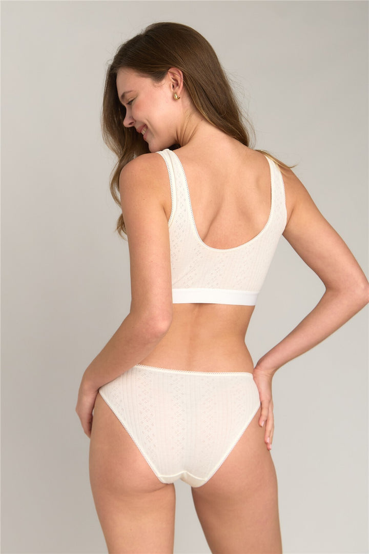 Lovely Things KIMBERLY Soutien-gorge Bralette Pointelle - Écru