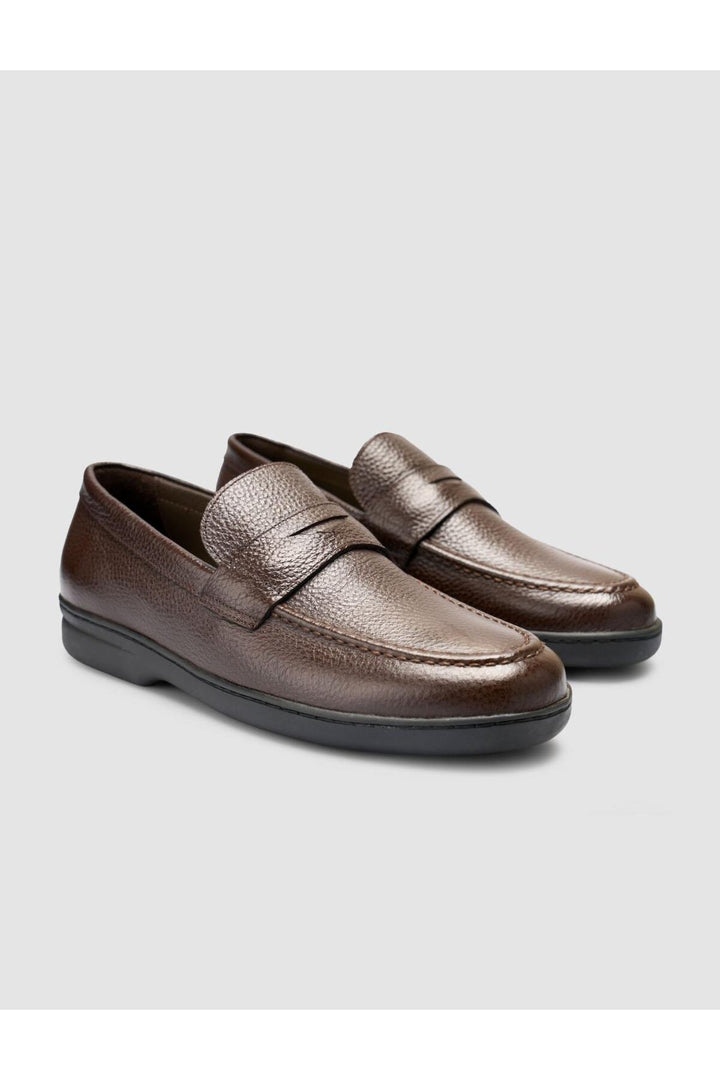 Cabani Shoes Atria 100% Cuir Véritable Mocassins Hommes Marron Foncé Uni - Marron foncé