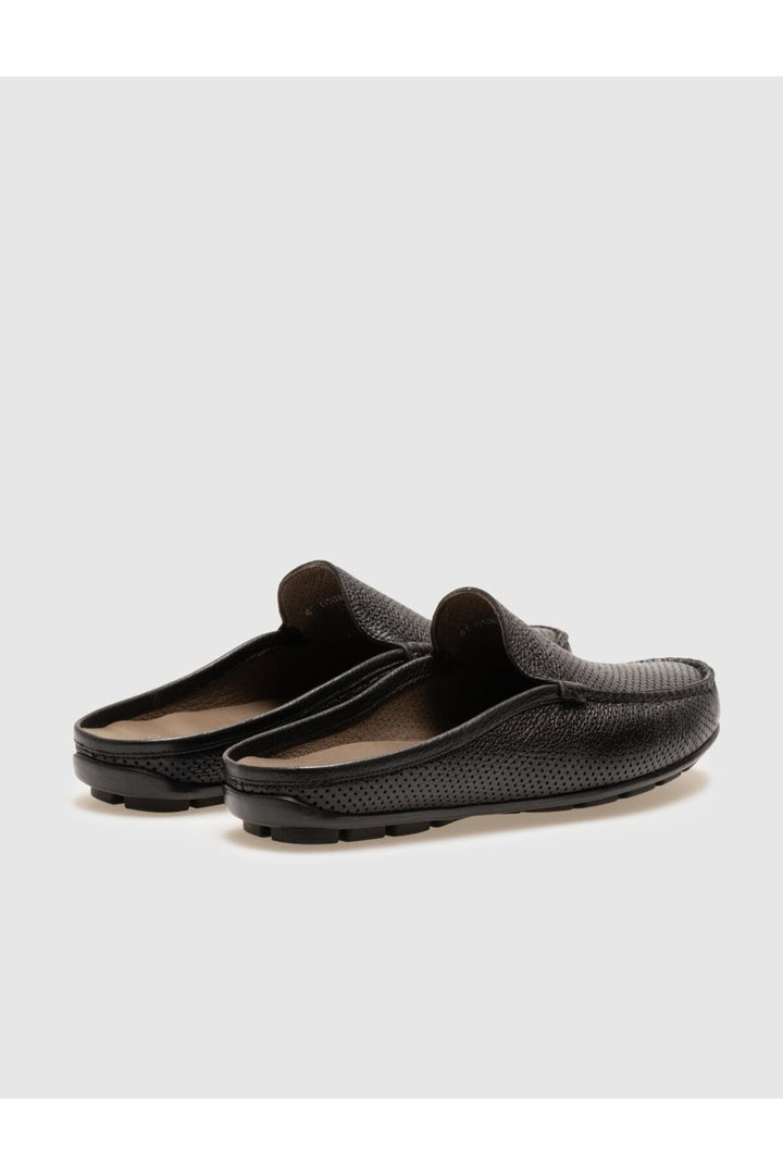Cabani Shoes Sandale quotidienne pour homme en cuir véritable noir avec motif laser. - Multicolore