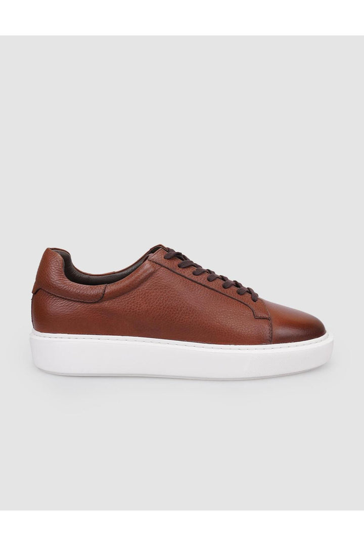 Cabani Shoes Chaussures de sport pour hommes en cuir véritable 100% marron avec lacets - Multicolore