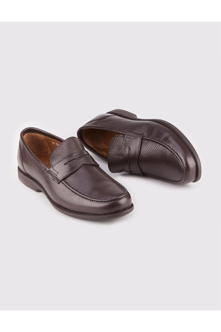 Cabani Shoes Chaussures Loafer pour hommes en cuir véritable avec détails de ceinture marron - Marron