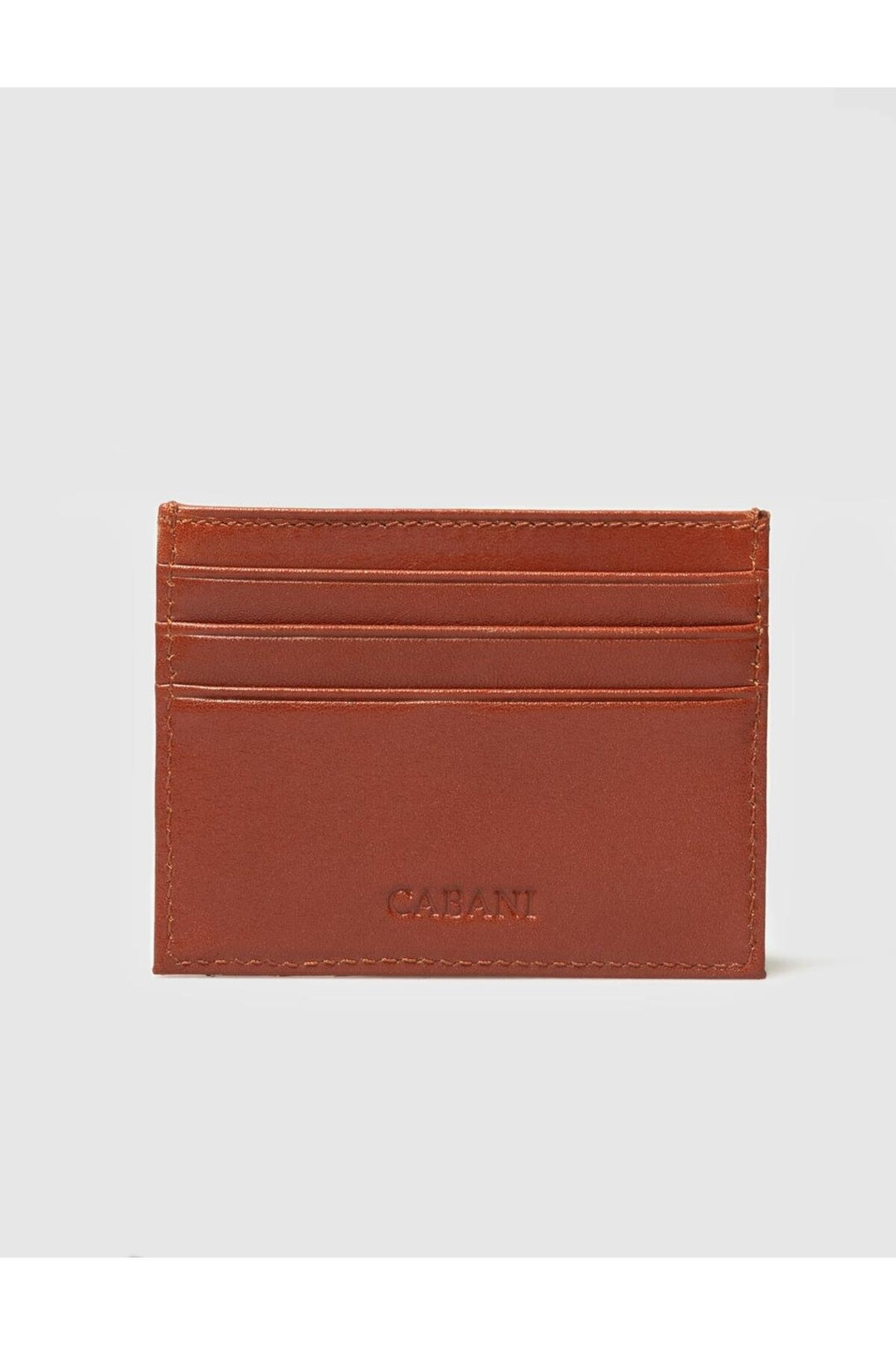 Cabani Shoes Porte-cartes en cuir véritable marron. - Tabac