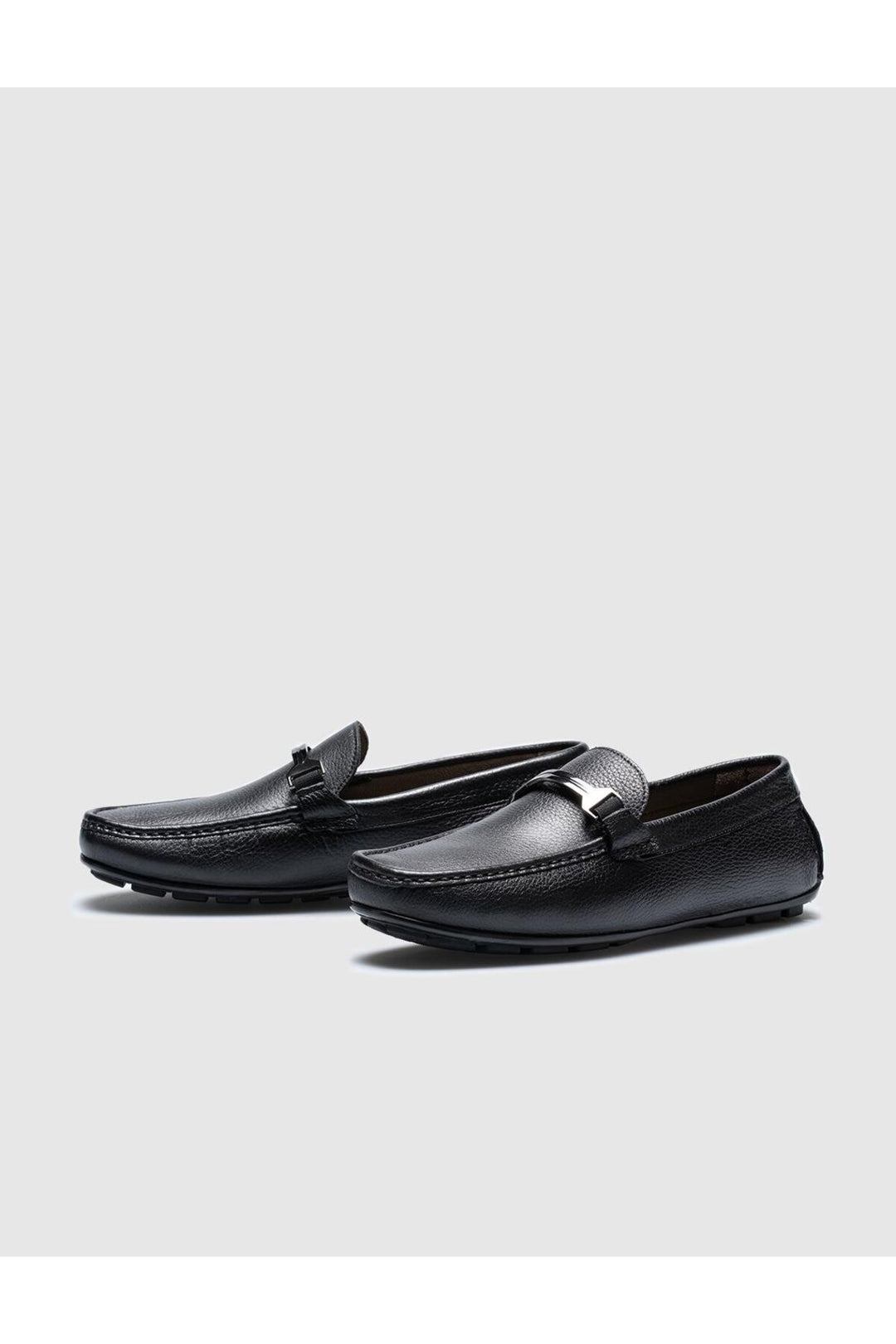 Cabani Shoes Mocassin homme en cuir véritable noir à boucle - Noir