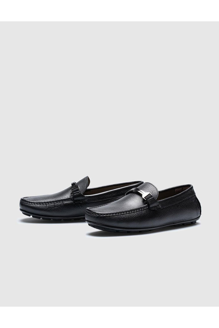 Cabani Shoes Mocassin homme en cuir véritable noir à boucle - Noir