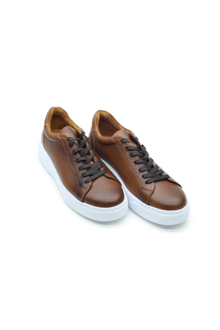 Wavelys AXIS Chaussures de sport décontractées pour hommes en cuir véritable marron à semelle confortable - Marron