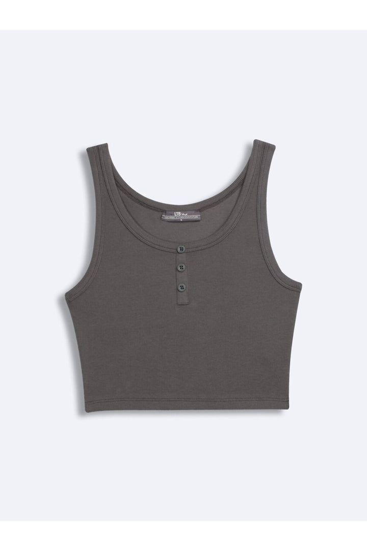 LTB Débardeur Court à Boutons Anthracite - Anthracite