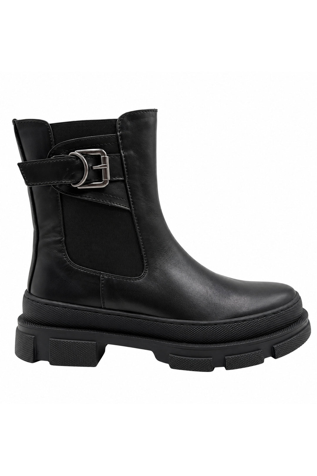 Wavelys BOTTE ATHENA Bottes pour femmes en cuir véritable noir avec détails en zip et élastique, confortables et chaudes. - Noir