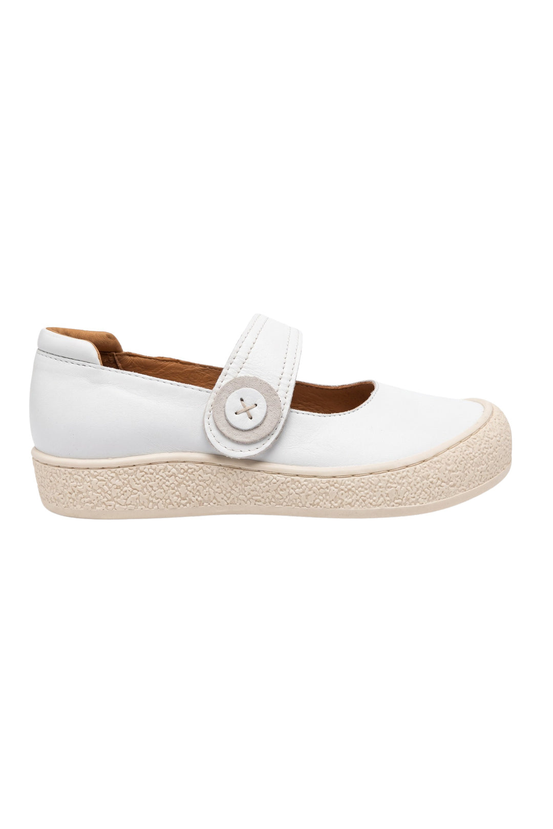 Wavelys ARON Chaussures pour femmes en cuir véritable avec semelle confortable et bande auto-agrippante intérieur et extérieur. - Blanc