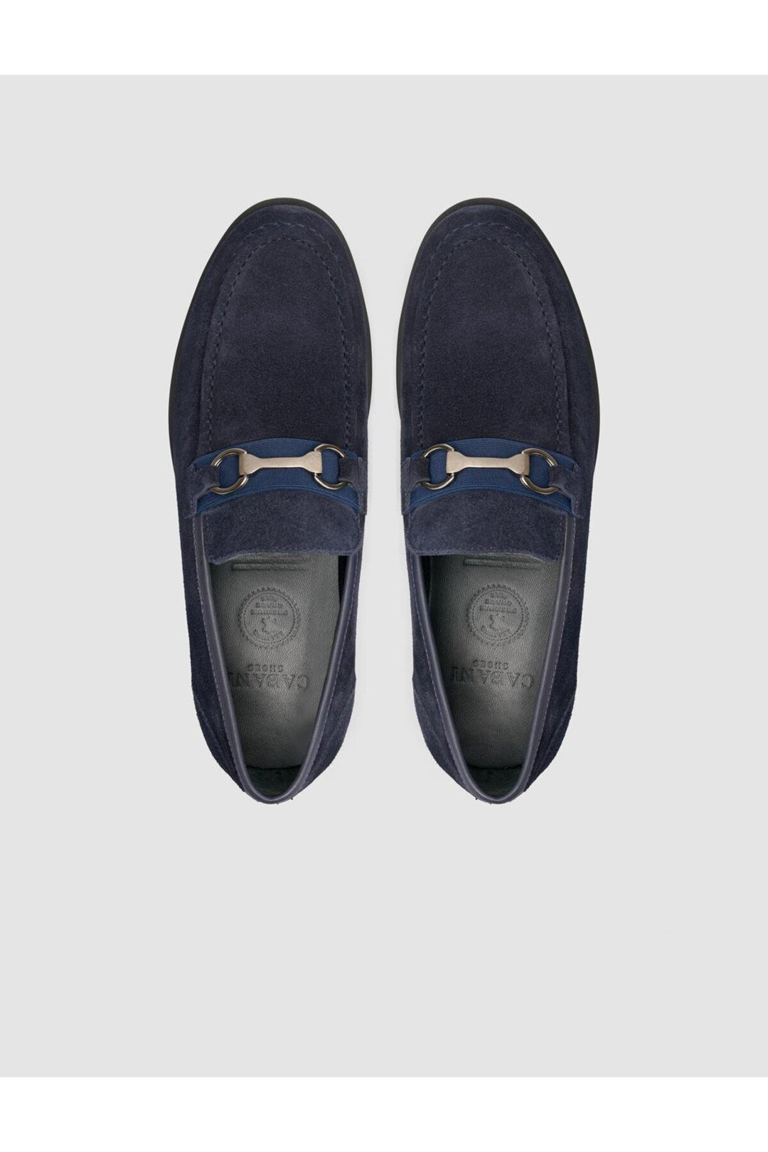 Cabani Shoes Mocassin pour homme en cuir véritable bleu marine avec détail de boucle. - Bleu marine