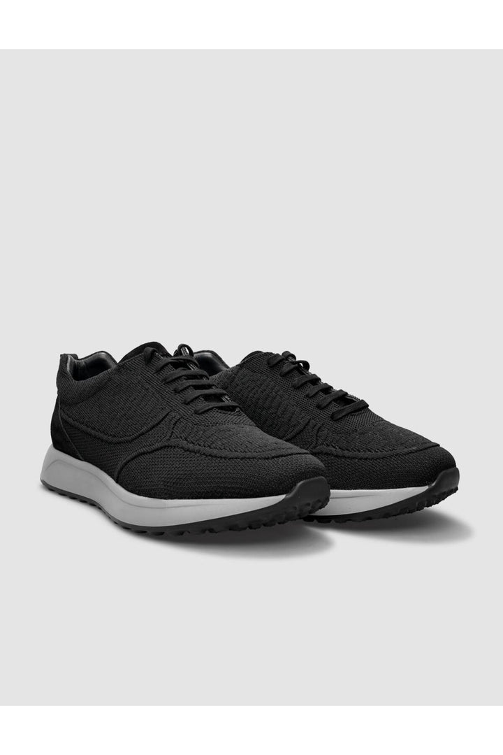 Cabani Shoes Chaussures de sport pour hommes en tricot noir avec lacets - Noir