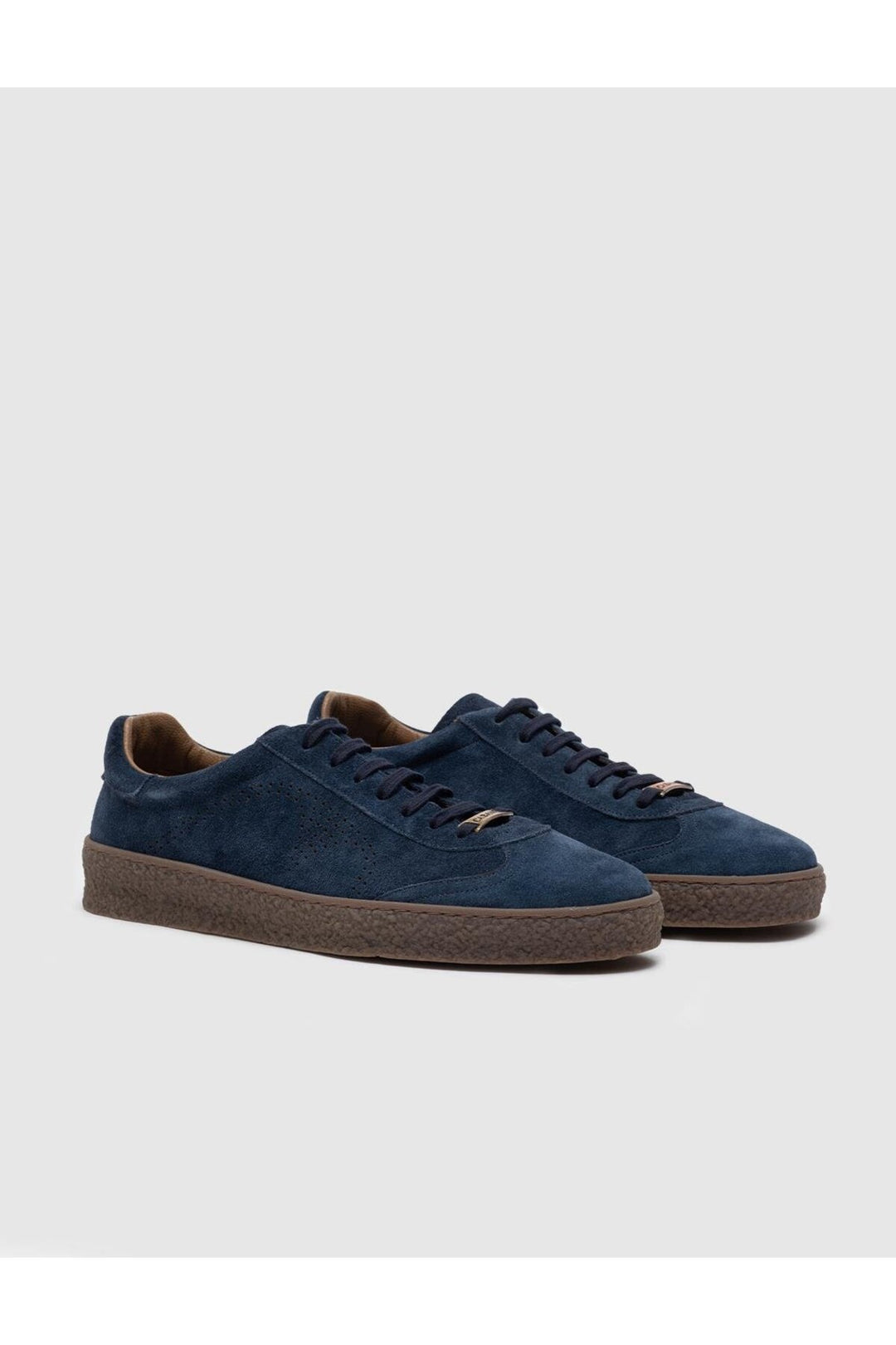 Cabani Shoes Chaussures de sport pour hommes en cuir véritable bleu marine à lacets avec semelle en caoutchouc. - Bleu marine