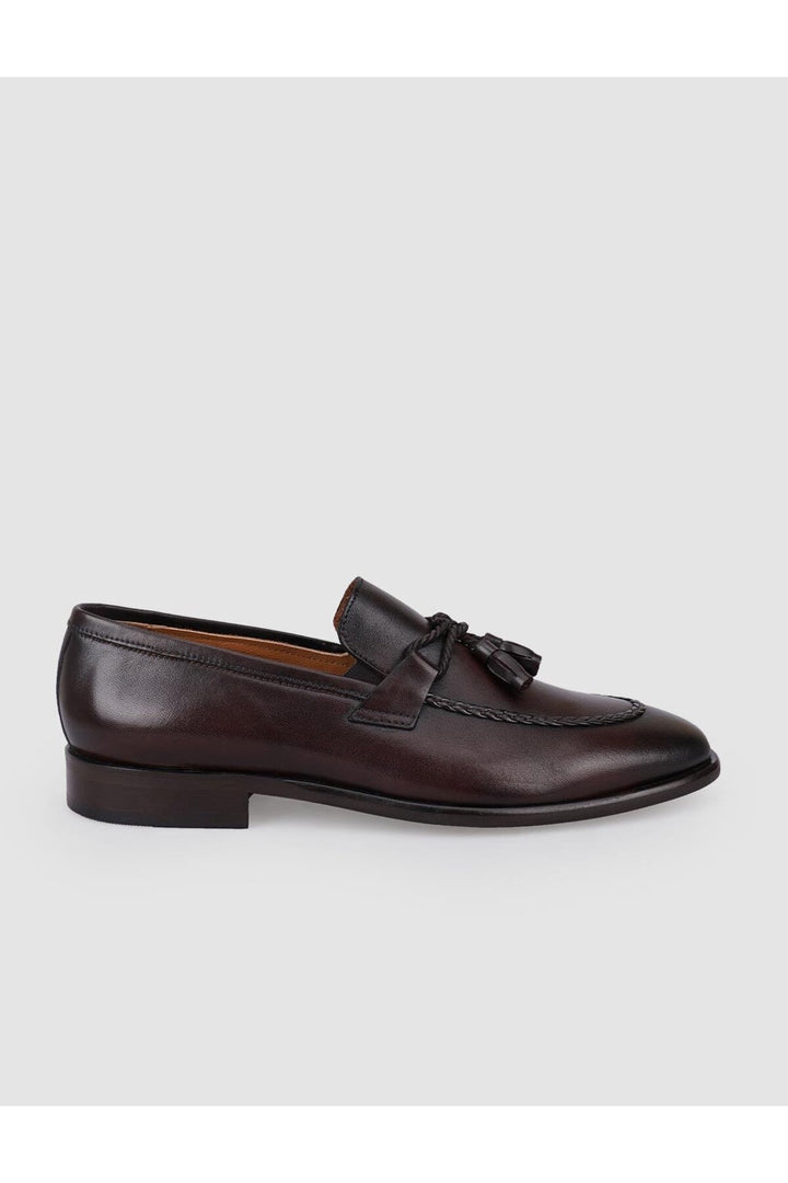 Cabani Shoes Chaussures classiques pour hommes en cuir véritable 100 % marron avec détail nœud. - Multicolore