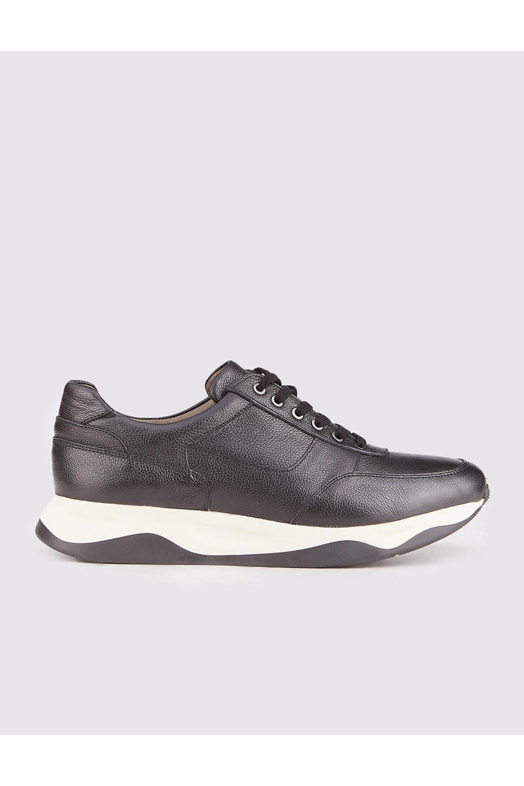 Cabani Shoes Chaussures de sport en cuir véritable pour homme, avec semelle prête, noires, à lacets. - Noir