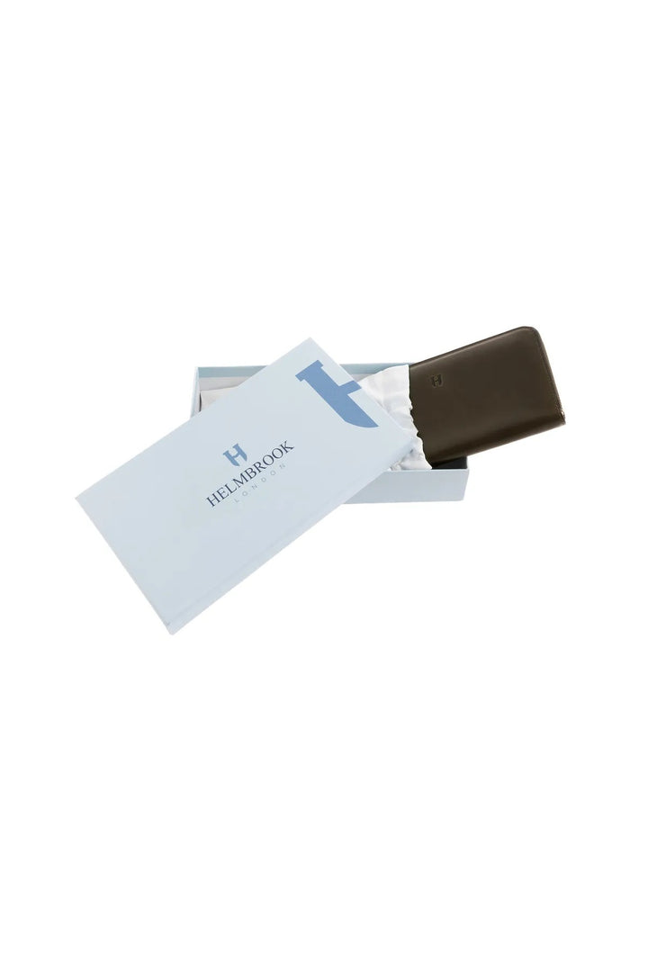 helmbrook Femme Cuir Véritable Grand Portefeuille Fermeture Éclair RFID Protégé Amelia Kaki Café