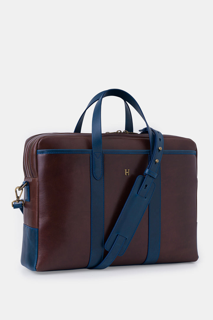 Helmbrook Sac pour ordinateur portable Benedict en cuir véritable 15,6"à deux compartiments pour homme