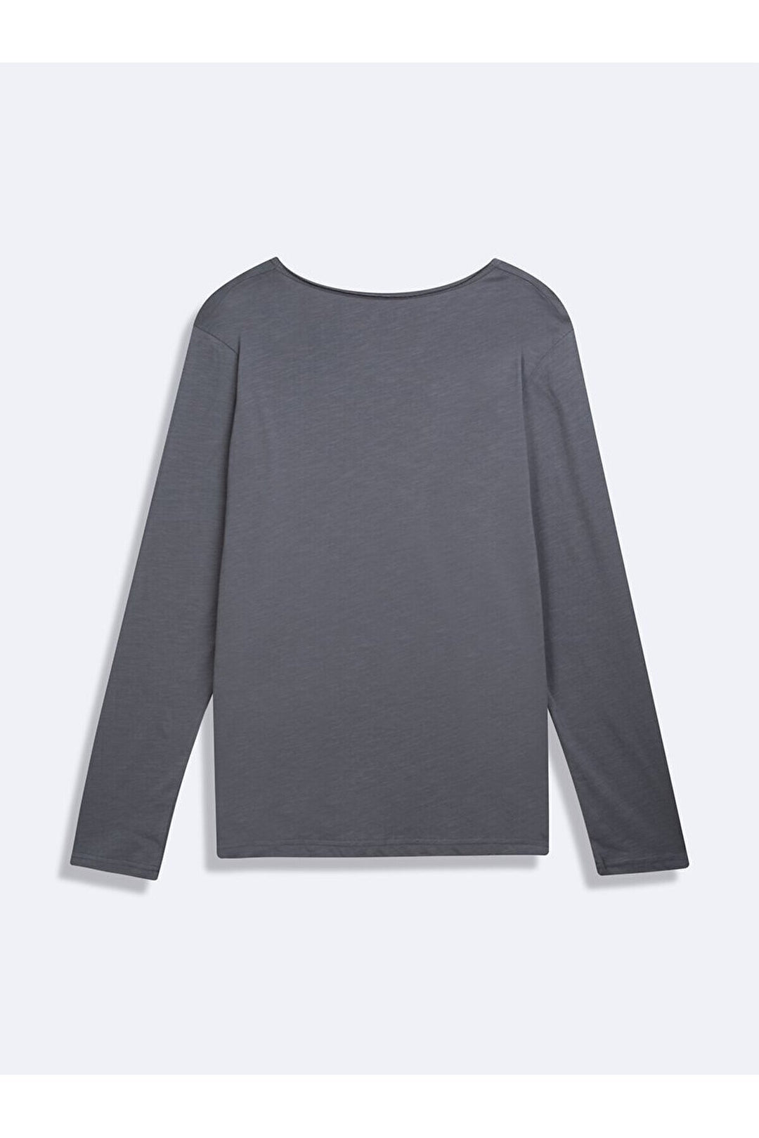 LTB Sweat-shirt gris à manches longues avec encolure en V et bouton sur le devant