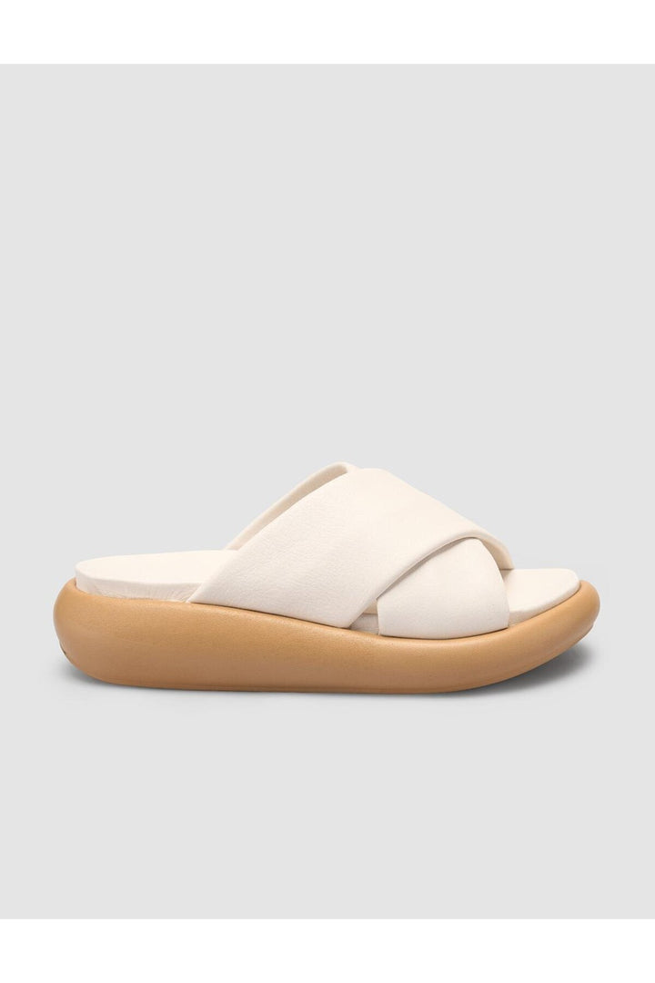 Cabani Shoes %100 Cuir véritable Pantoufle femme blanc cassé - Blanc